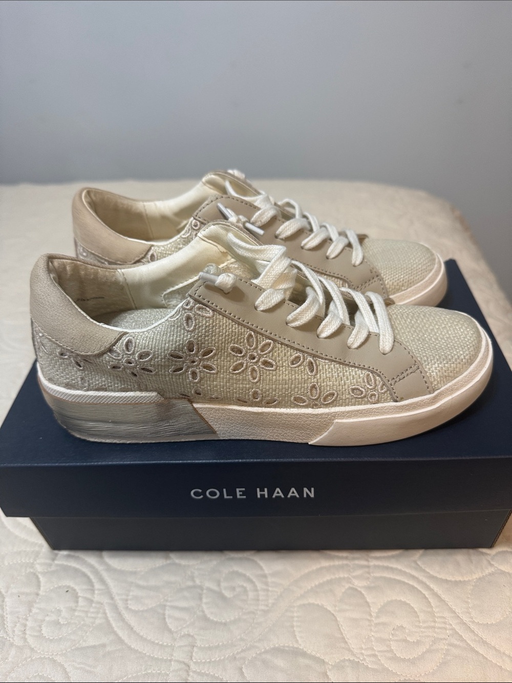 Cole Haan Women's Beige Lace-Up Sneakers